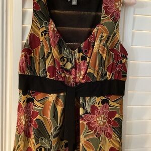 Apt. 9 Multicolor Floral Sleeveless Blouse w Black Band size Small